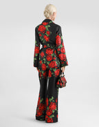 Rose-print vanity twill shirt