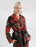 Rose-print vanity twill shirt