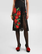 Rose-print charmeuse dress