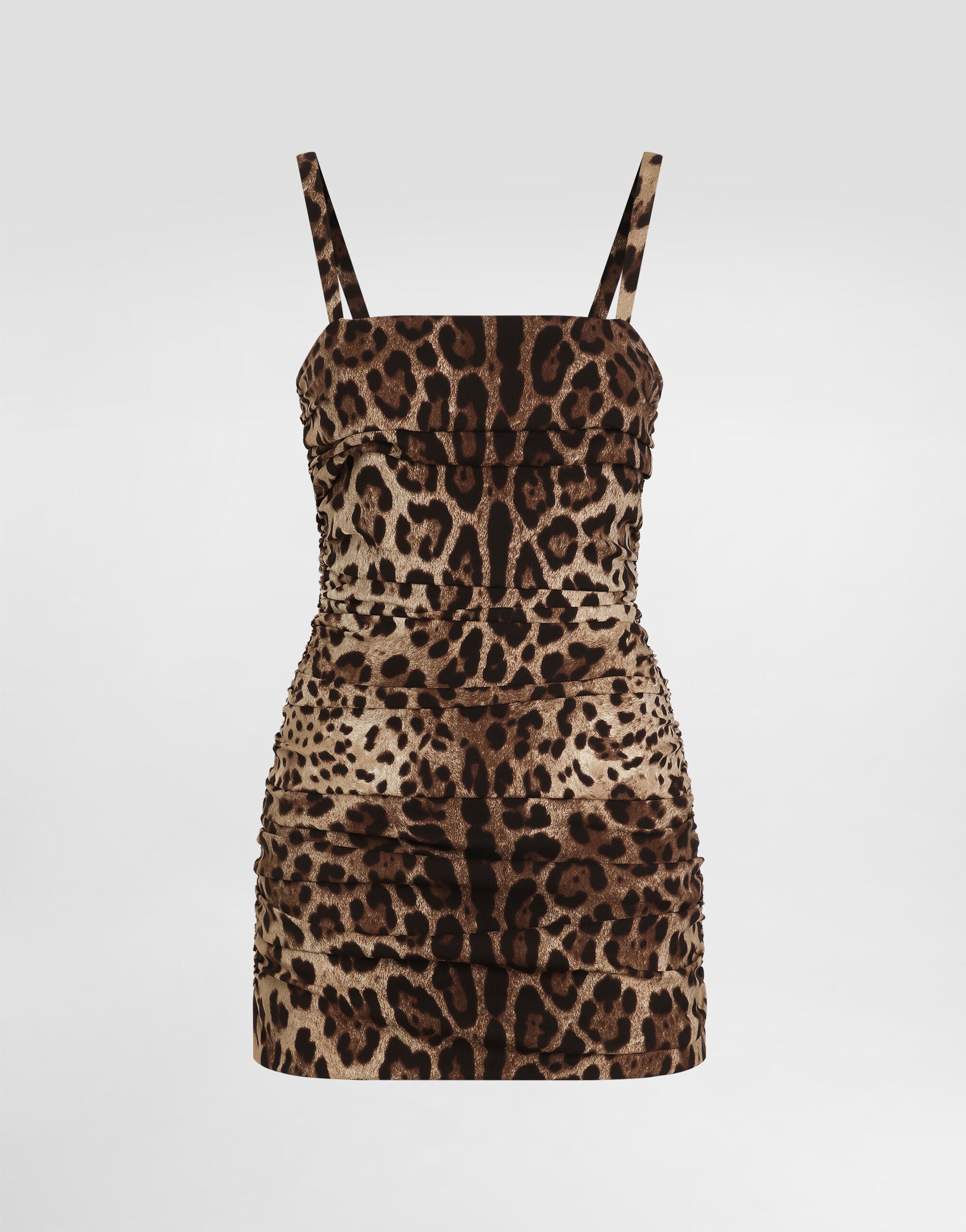 Leo-print charmeuse dress
