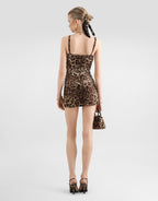 Leo-print charmeuse dress