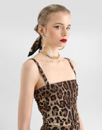 Leo-print charmeuse dress