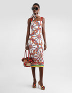 Carretto-print charmeuse dress