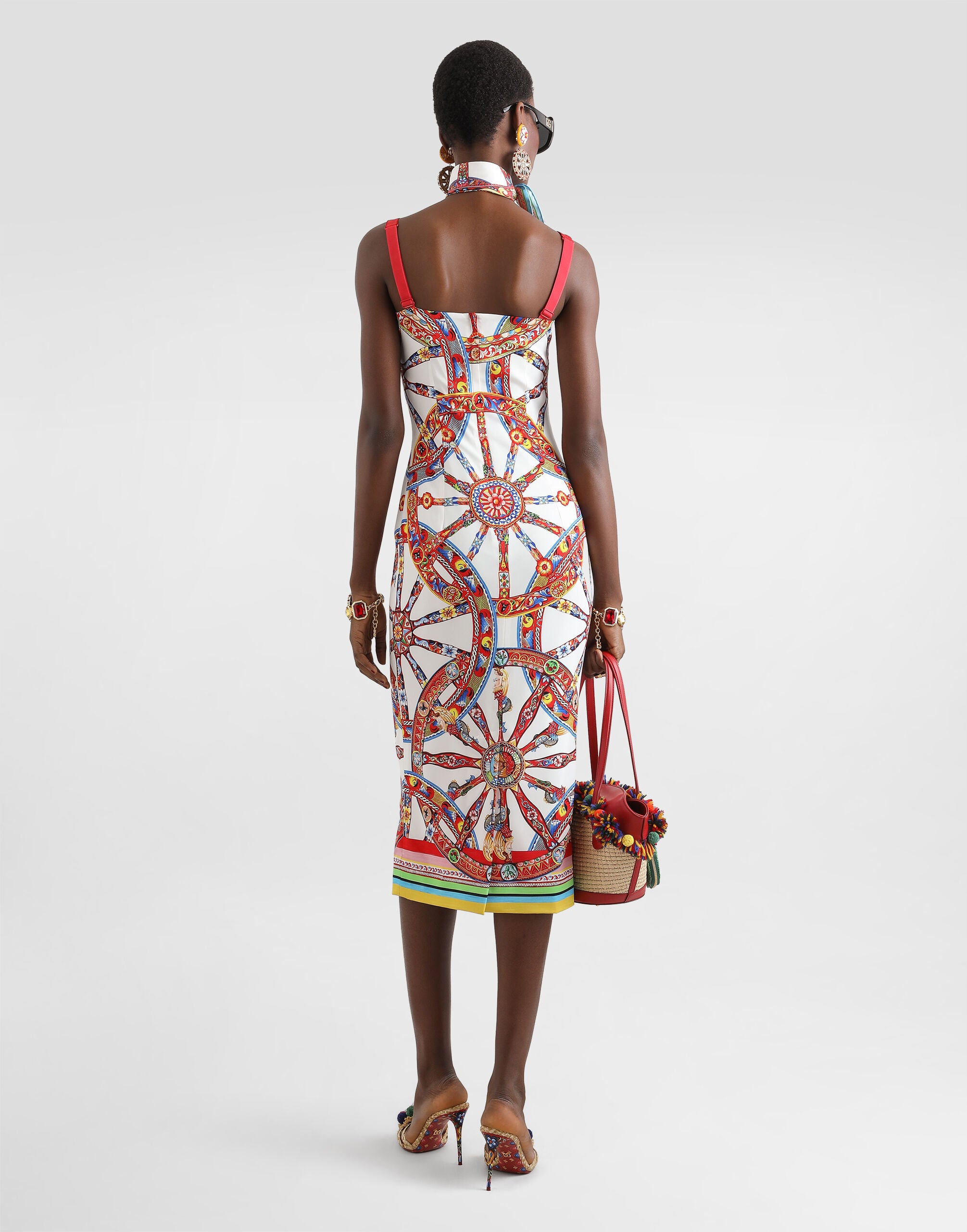 Carretto-print charmeuse dress