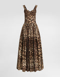 Leo-print poplin dress