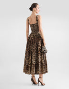 Leo-print poplin dress
