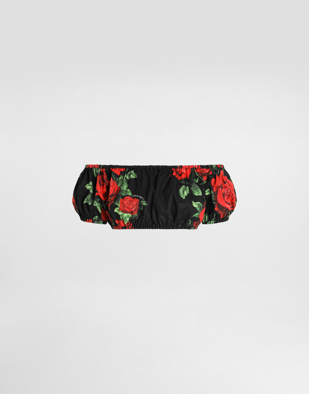 Rose-print poplin top