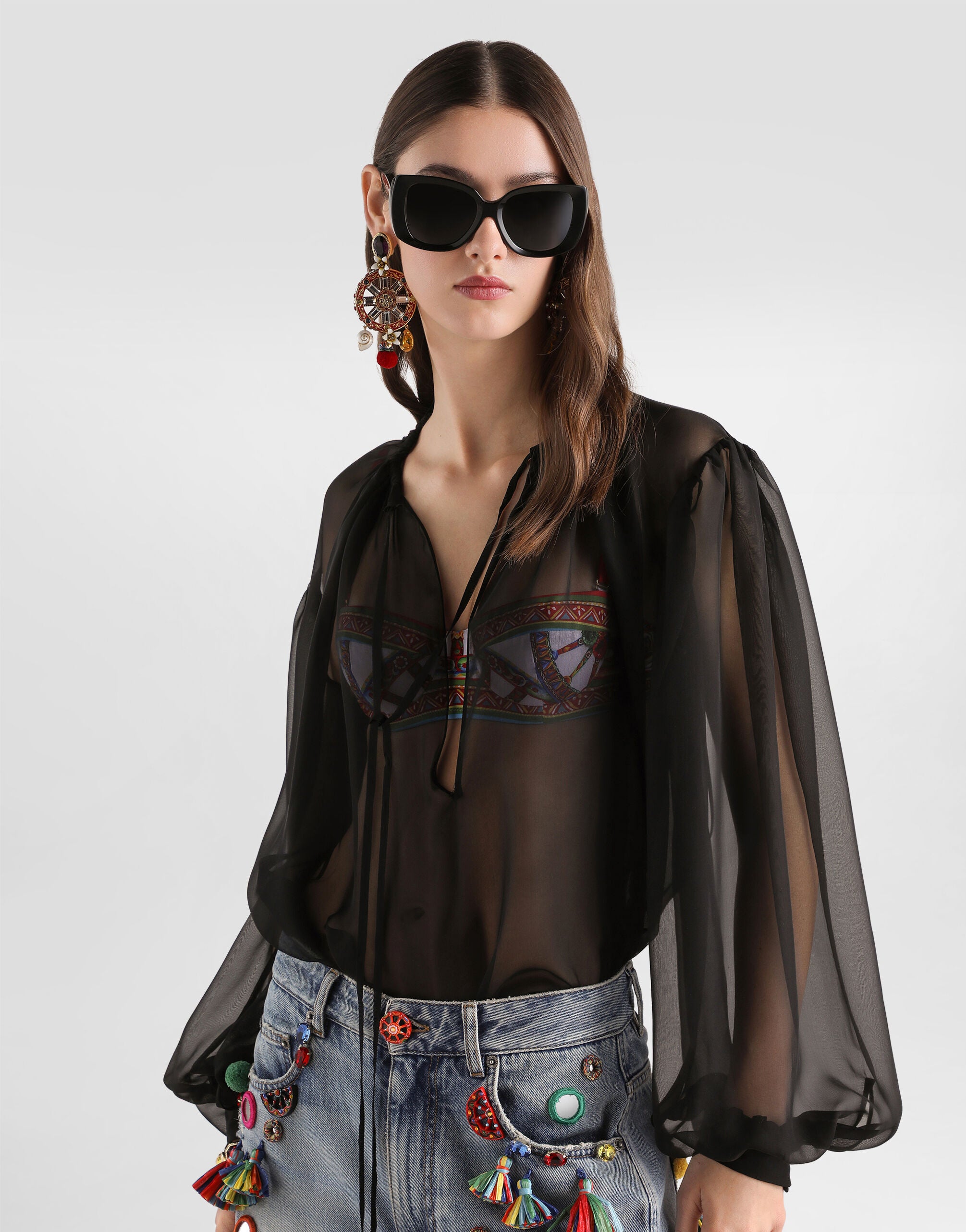 Silk chiffon top