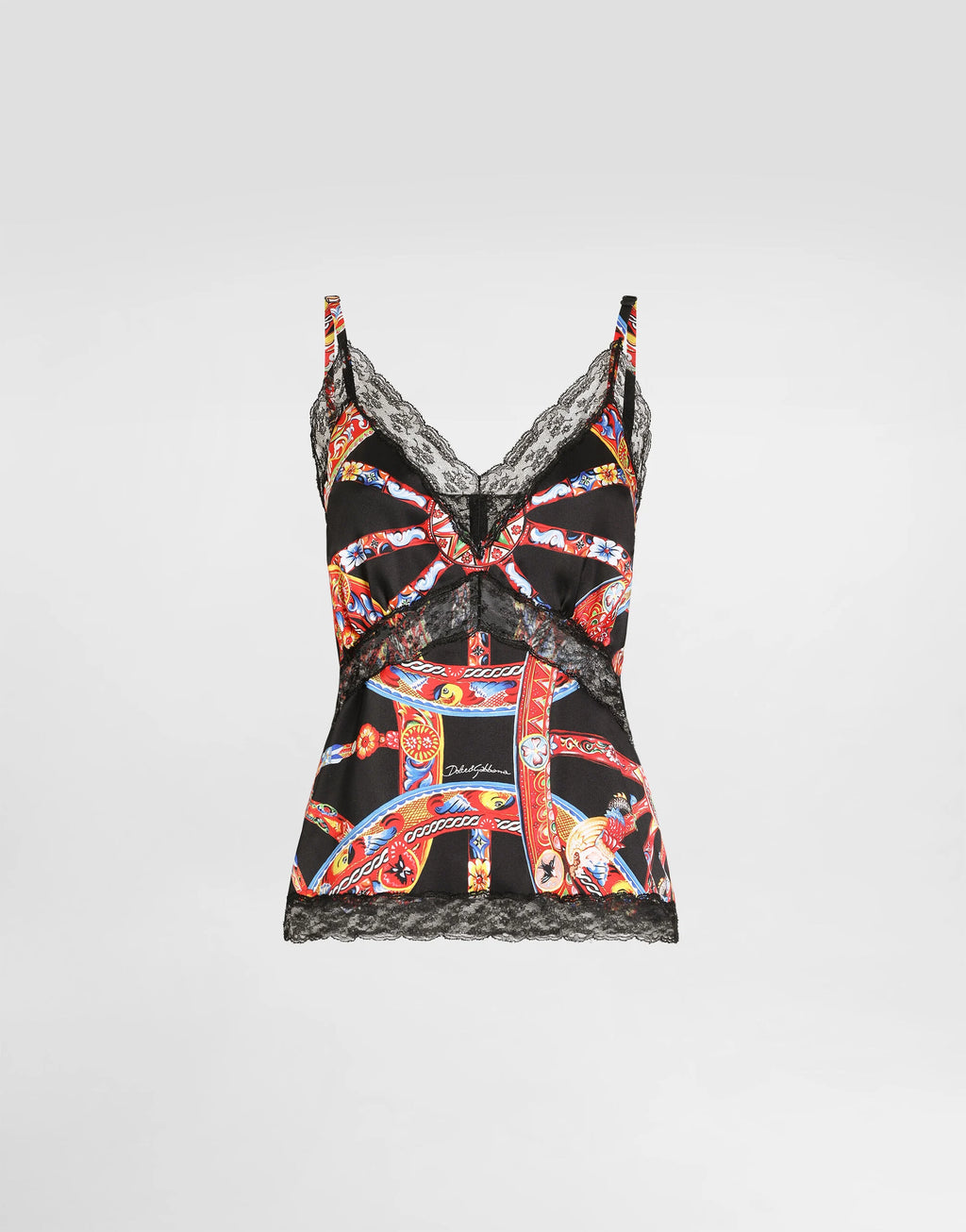 Carretto-print silk satin top