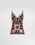 Carretto-print silk satin top