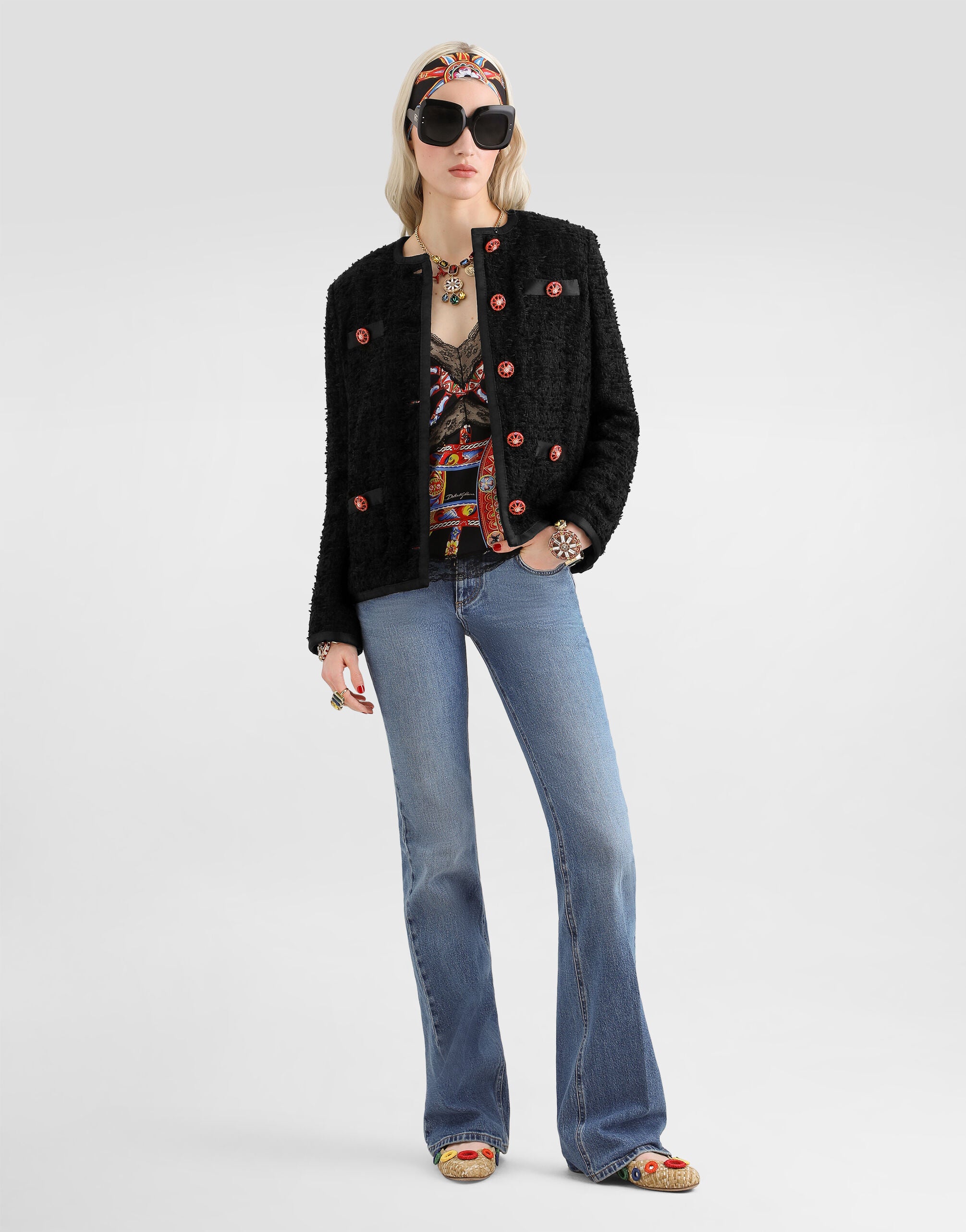 Carretto-print silk satin top