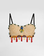 Raffia top with embroidery