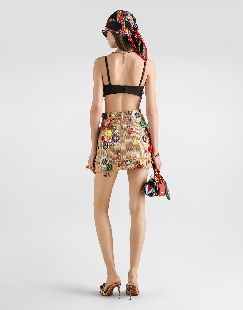 Raffia top with embroidery