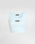 Cotton cropped tank top with logo