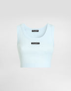 Cotton cropped tank top with logo