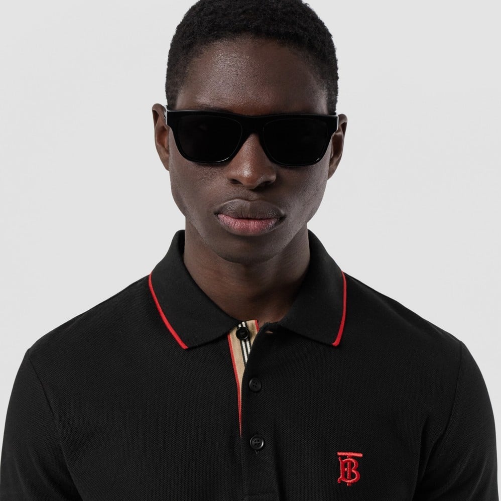 Icon Stripe Placket Cotton Piqué Polo Shirt