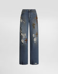 5-pocket denim trousers with emrboidery