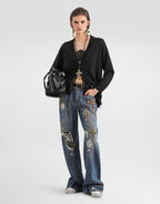 5-pocket denim trousers with emrboidery