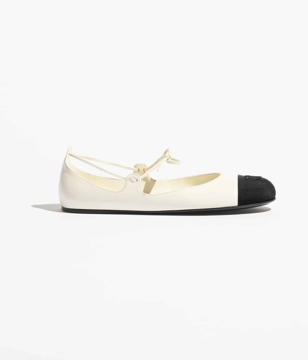 MARY JANES   Lambskin &amp; Grosgrain  Ivory &amp; Black