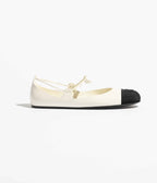 MARY JANES   Lambskin &amp; Grosgrain  Ivory &amp; Black