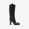 Leather Cavalier Heel Boots