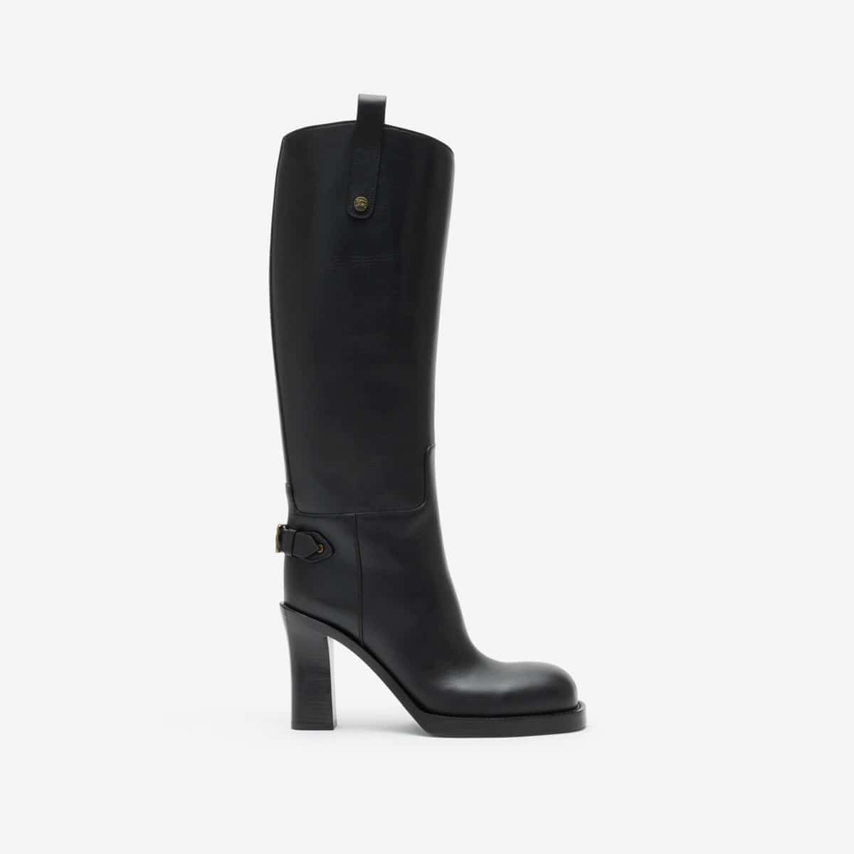 Leather Cavalier Heel Boots