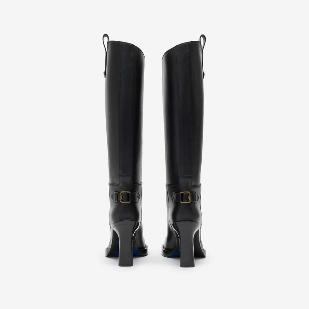 Leather Cavalier Heel Boots