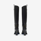 Leather Cavalier Heel Boots