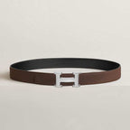 H belt buckle &amp; Reversible leather strap 32 mm