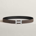 H belt buckle &amp; Reversible leather strap 32 mm