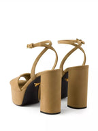 Prada Suede Platform Sandals In Brown