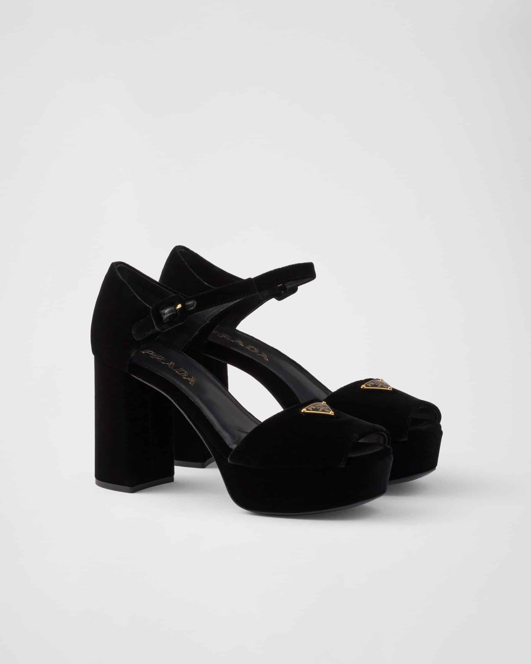 Velvet platform sandals