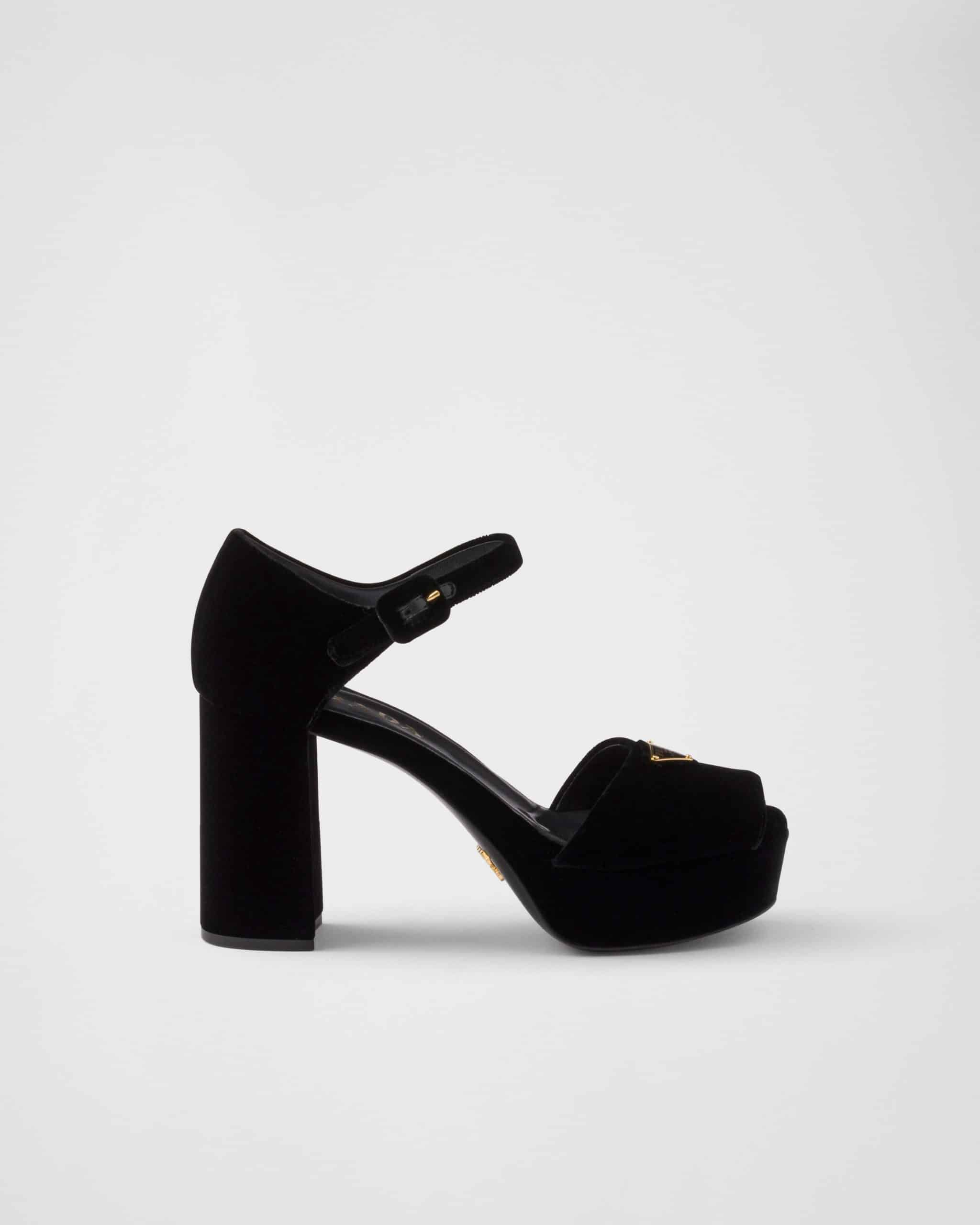 Velvet platform sandals