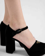 Velvet platform sandals