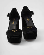 Velvet platform sandals