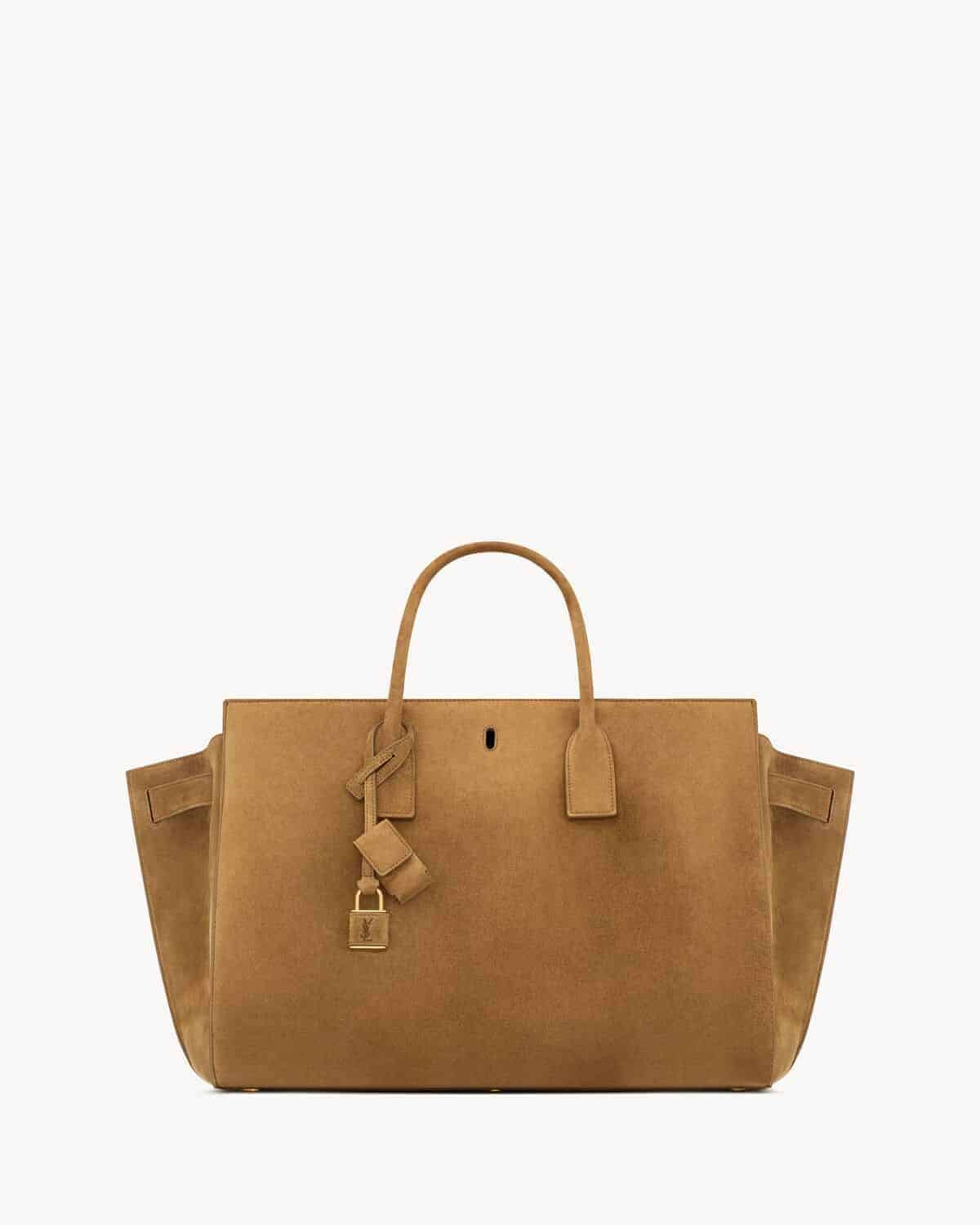 SAC DE JOUR IN SUEDE – LARGE CARAMEL COGNAC