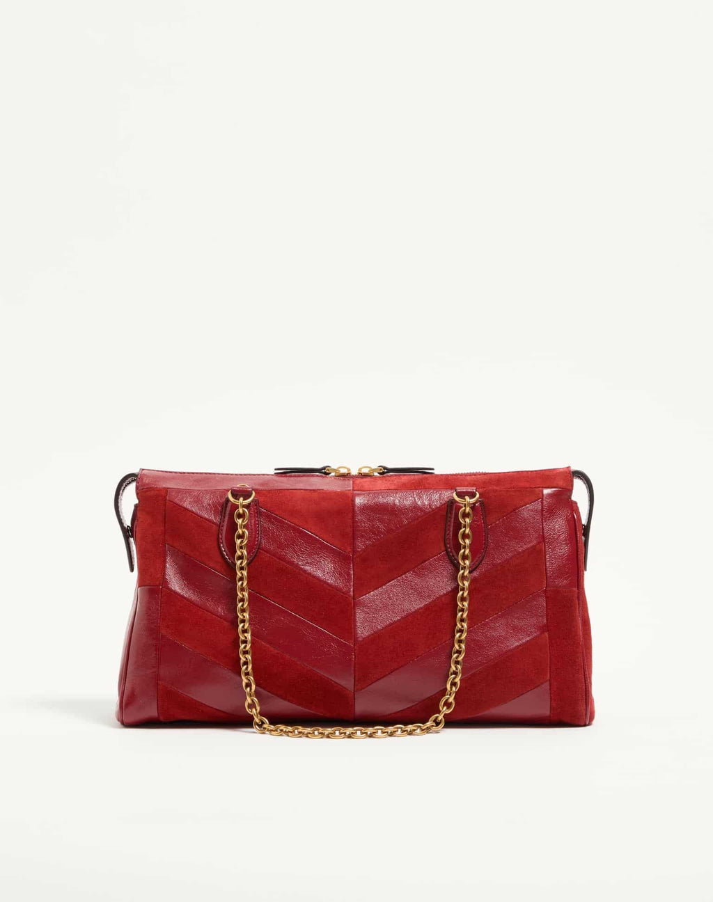 Valentino Garavani Panthea Medium Shoulder Bag In Suede And Nappa With Chevron Motif