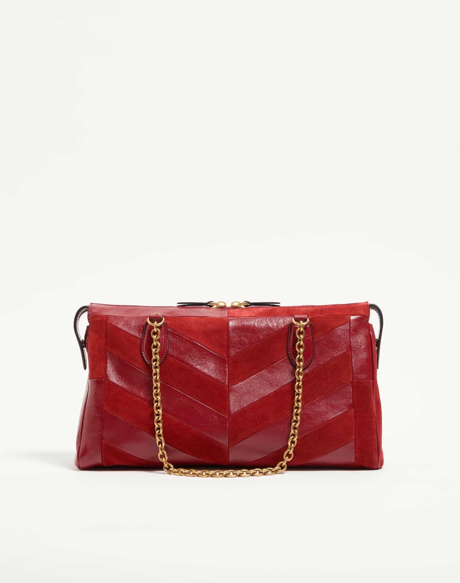 Valentino Garavani Panthea Medium Shoulder Bag In Suede And Nappa With Chevron Motif
