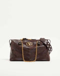 Valentino Garavani Panthea Medium Shoulder Bag In Suede And Nappa With Chevron Motif