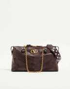 Valentino Garavani Panthea Medium Shoulder Bag In Suede And Nappa With Chevron Motif