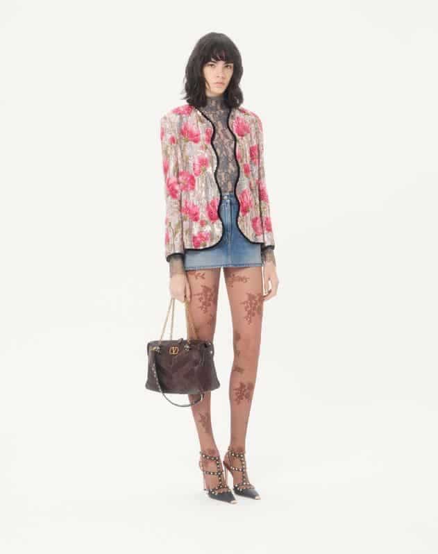 Valentino Garavani Panthea Medium Shoulder Bag In Suede And Nappa With Chevron Motif