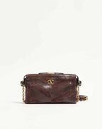 Valentino Garavani Panthea Small Shoulder Bag In Suede And Nappa With Chevron Pattern