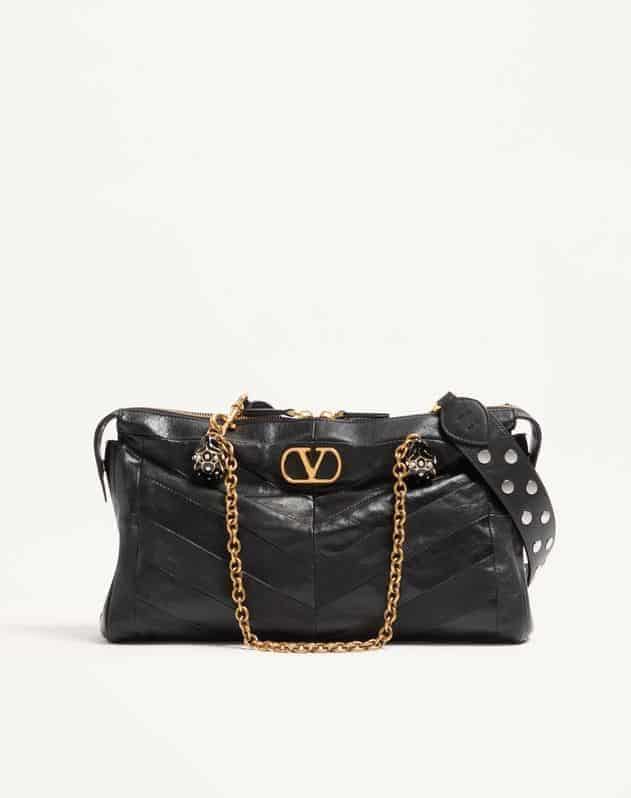 Valentino Garavani Panthea Shoulder Bag In Nappa Leather With Chevron Pattern