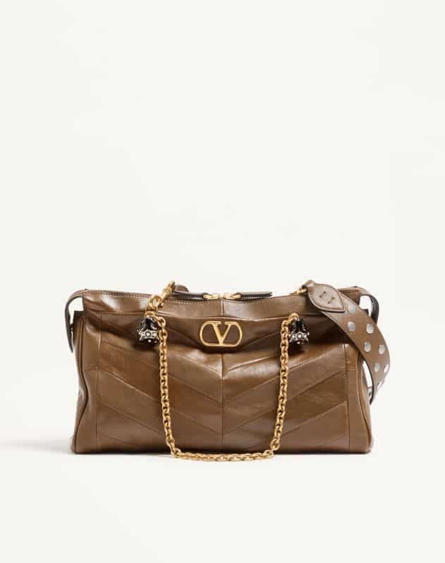 Valentino Garavani Panthea Shoulder Bag In Nappa Leather With Chevron Pattern