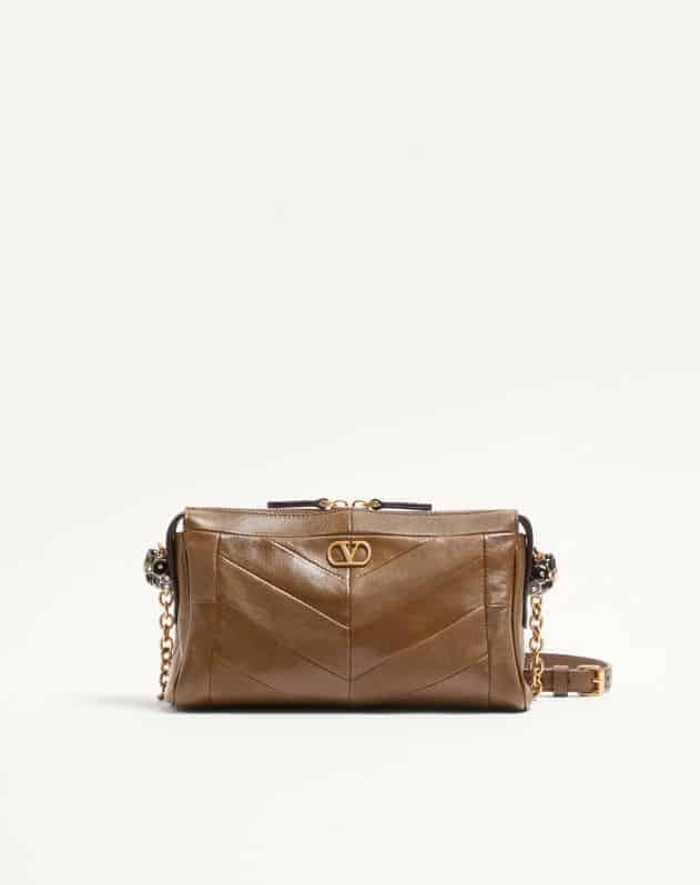 Valentino Garavani Panthea Small Shoulder Bag In Nappa Leather With A Chevron Pattern