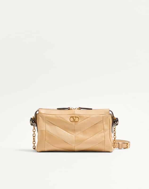 Valentino Garavani Panthea Small Shoulder Bag In Nappa Leather With A Chevron Pattern