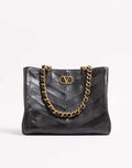 Valentino Garavani Laseine Shopping Bag In Nappa Leather With A Chevron Pattern