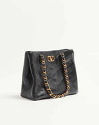 Valentino Garavani Laseine Shopping Bag In Nappa Leather With A Chevron Pattern