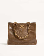 Valentino Garavani Laseine Shopping Bag In Nappa Leather With A Chevron Pattern