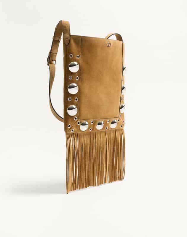Valentino Garavani Nellcôte Suede Shoulder Bag With Fringes